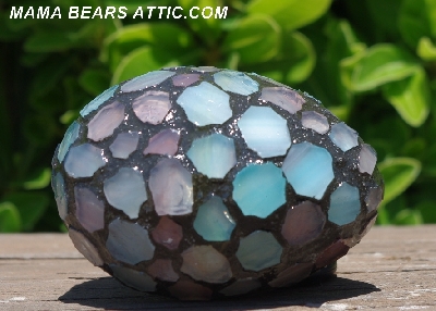 +MBA #5600-0037  "Sky Blue & Lavender Stained Glass Mosaic Egg"