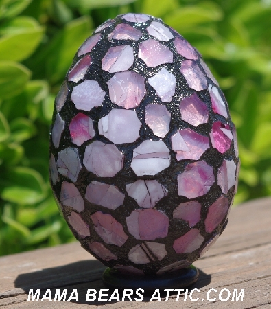 +MBA #5600-0047  "Multi Pink & White Stained Glass Mosaic Egg"