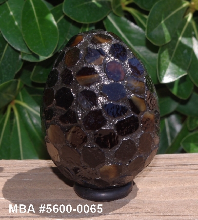 +MBA #5600-0065  "Multi Dark Brown Stained Glass Mosaic Egg"