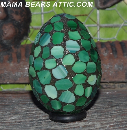 +MBA #5600-0096  "Green Stained Glass Mosaic Egg"