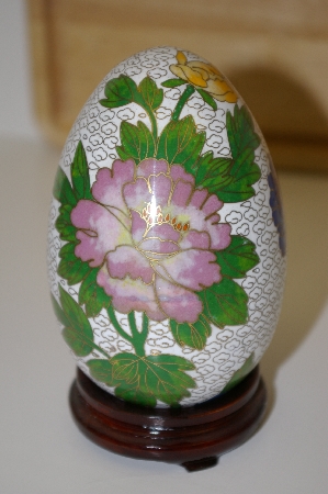 +MBA #10-159  Jumbo Cloisaonne Pink Flower Egg