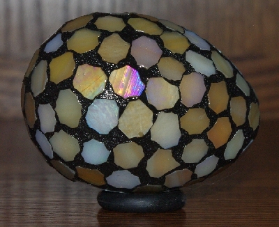 +MBA #5601-0006  "Iredescent Golden Yellow Stained Glass Mosaic Egg"