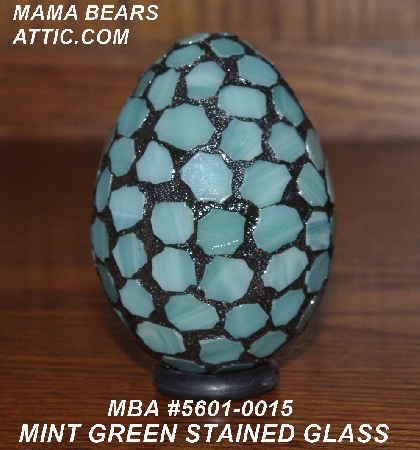 +MBA #5601-0015  "Mint Green Stained Glass Mosaic Egg"