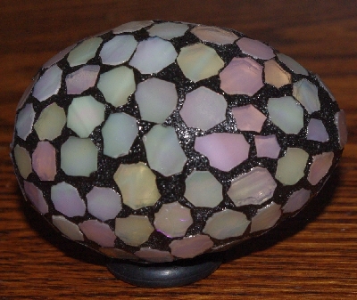 +MBA #5601-189  "Iridescent Pink/Yellow Stained Glass Mosaic Egg"