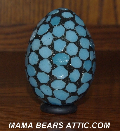 +MBA #5601-199  "Light Blue Stained Glass Mosaic Egg"