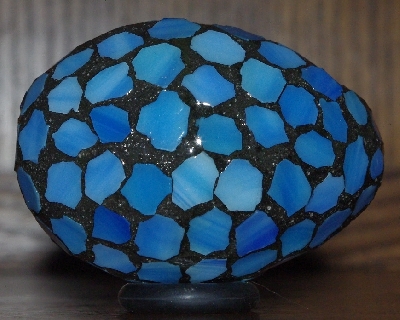 +MBA #5601-112  "Blue Stained Glass Mosaic Egg"