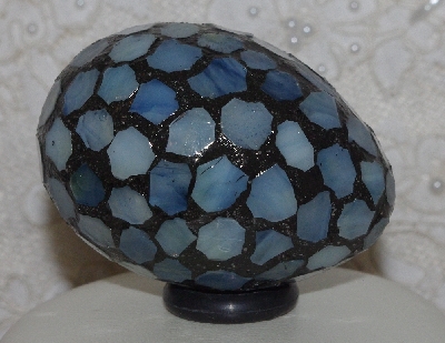 +MBA #5602-0065   "Pale Blue Stained Glass Mosaic Egg"