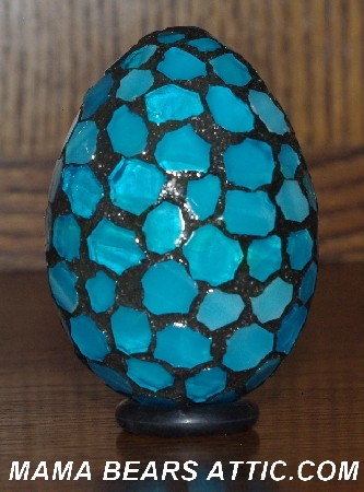 +MBA #5601-136  "Sky Blue Stained Glass Mosaic Egg"