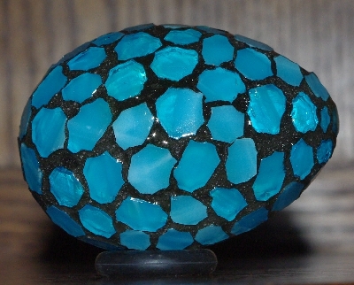 +MBA #5601-136  "Sky Blue Stained Glass Mosaic Egg"