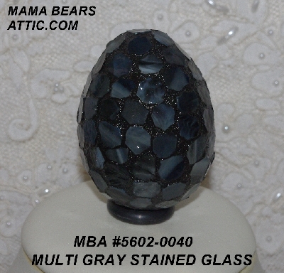 +MBA #5602-0040  "Multi Grey Stained Glass Mosaic Egg"