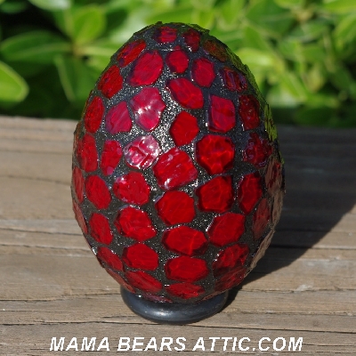 +MBA #5602-244  "Ruby Red Stained Glass Mosaic Egg"