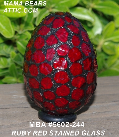 +MBA #5602-244  "Ruby Red Stained Glass Mosaic Egg"