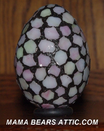 +MBA #5601-166  "Soft Pink & Yellow Stained Glass Mosaic Egg"