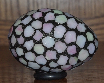 +MBA #5601-166  "Soft Pink & Yellow Stained Glass Mosaic Egg"