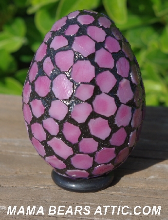 +MBA #5601-246  "Mauve Pink Stained Glass Mosaic Egg"