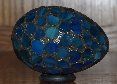 +MBA #5601-87  "Blue/Green Stained Glass Mosaic Egg"