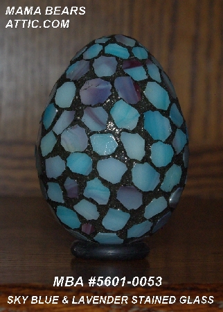 +MBA #5601-0053  "Sky Blue/Lavender Stained Glass Mosaic Egg"