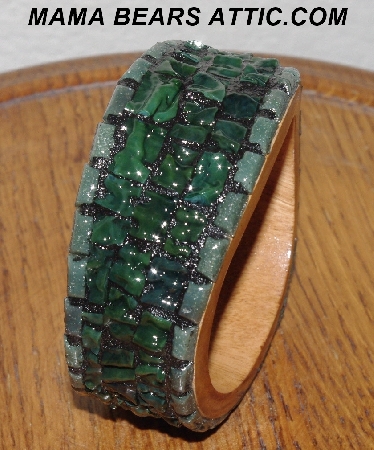 +MBA #5603-0142 "Green Stained Glass Bangle Bracelet"