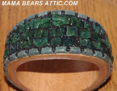 +MBA #5603-0142 "Green Stained Glass Bangle Bracelet"