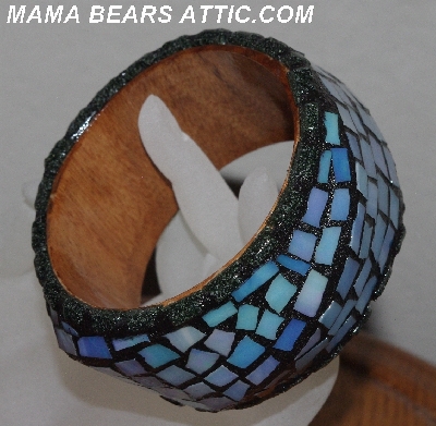 +MBA #5603-100 "Iridescent Blue Stained Glass Bangle Bracelet"