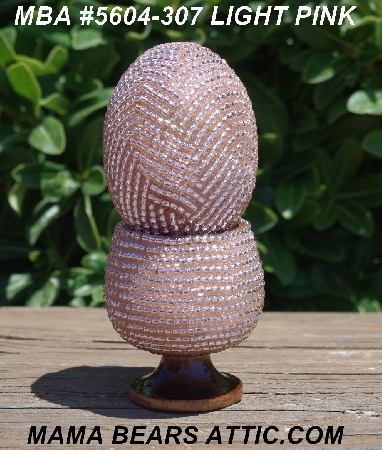 +MBA #5604-307  "Light Pink Glass Seed Bead Egg With Matching Egg Cup"