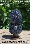 +MBA #5604-298  "Silver Black Glass Seed Bead Egg With Matching Egg Cup"