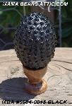 +MBA #5604-0015  "Black Glass Bead Mosaic Egg With Stand"
