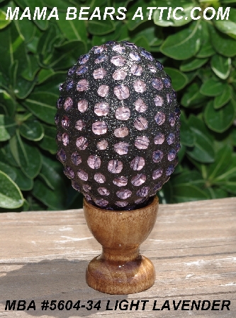 +MBA #5604-0034  "Light Lavender Glass Seed Bead Mosaic Egg With Stand"