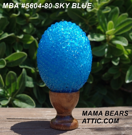 +MBA #5604-80  "Sky Blue Glass Bead Egg With Stand"