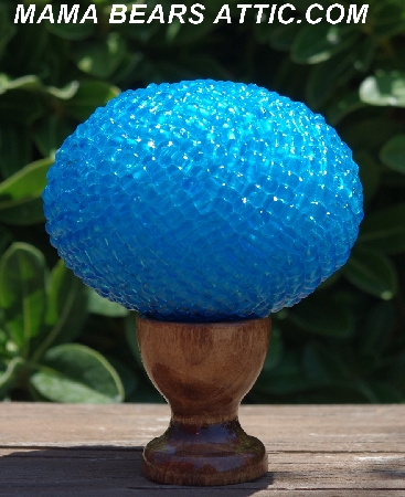 +MBA #5604-80  "Sky Blue Glass Bead Egg With Stand"