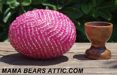 +MBA #5604-97  "Bright Pink Glass Bead Egg With Stand"