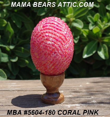 +MBA #5604-180  "Coral Pink Glass Bead Egg With Stand"