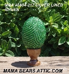 +MBA #5604-217  "Silver Lined Green Glass Bead Egg With Stand"