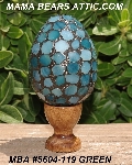 +MBA #5604-119  "Green Stained Glass Mosaic Egg With Stand"