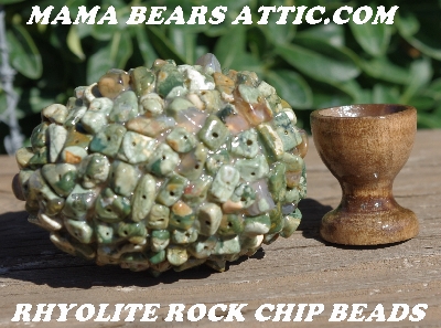 +MBA #5605-0037  "Rhyolite Rock Chip Bead Egg With Stand"