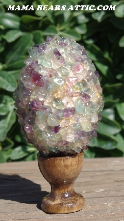 +MBA #5605-0057  "Fluorite Gemstone Rock Chip Bead Egg With Stand"
