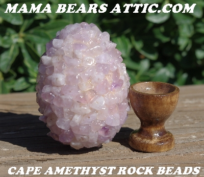 +MBA #5605-0072  "Cape Amethyst Rock Chip Bead Egg With Stand"