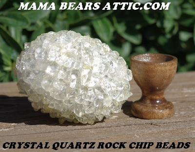 +MBA #5605-176  "Crystal Quarts Rock Chip Bead Egg With Stand"