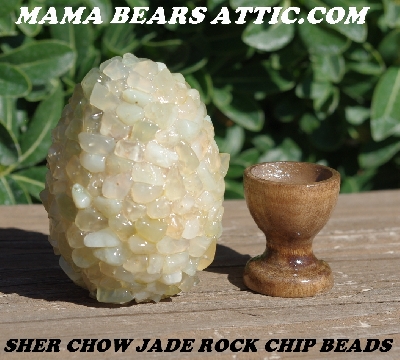 +MBA #5605-183  "Sher Chow Jade Rock Chip Bead Egg With Stand"
