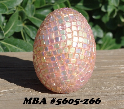 +MBA #5605-266  "Metallic Pink Glass Bead Egg With Stand"
