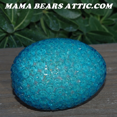 +MBA #5605-329  "Sky Blue Glass Bead Egg With Stand"