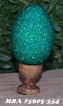 +MBA #5605-354  "Czech Fire Polished Teal Green Glass Bead Egg With Stand"