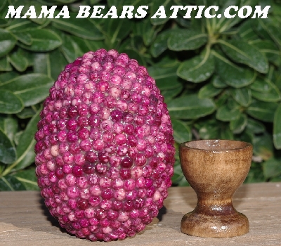 +MBA #5605-412  "Mauve Pink River Stone Bead Egg With Stand"