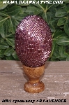 +MBA #5606-0023  "AB Lavender Glass Bugle Bead Egg With Stand"