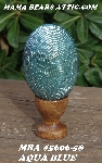 +MBA #5606-58  "Aqua Blue Glass Bugle Bead Egg With Stand"