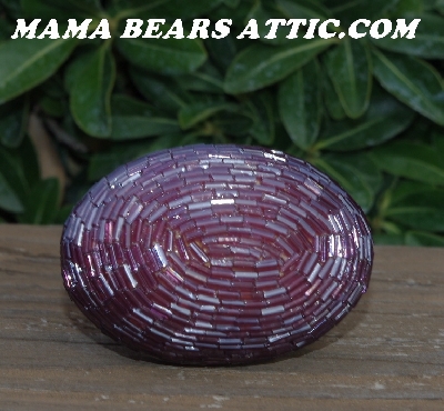 +MBA #5606-110  "Transparent Purple Glass Bugle Bead Egg With Stand"