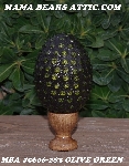 +MBA #5606-283  "Olive Green Glass Bead Mosaic Egg With Stand"