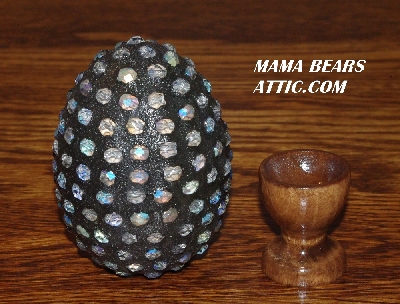 +MBA #5607-142  "Fire Polished AB Glass Bead Mosaic Egg With Stand"