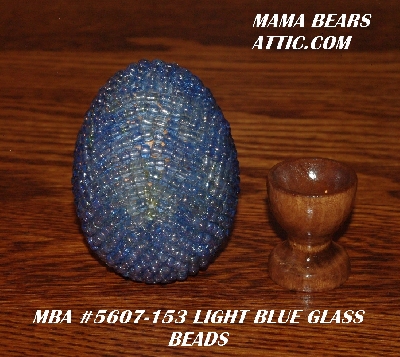 +MBA #5607-153  "Light Blue Glass Bead Egg With Stand"