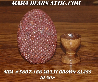 +MBA #5607-166  "Multi Brown Glass Bead Egg With Stand"